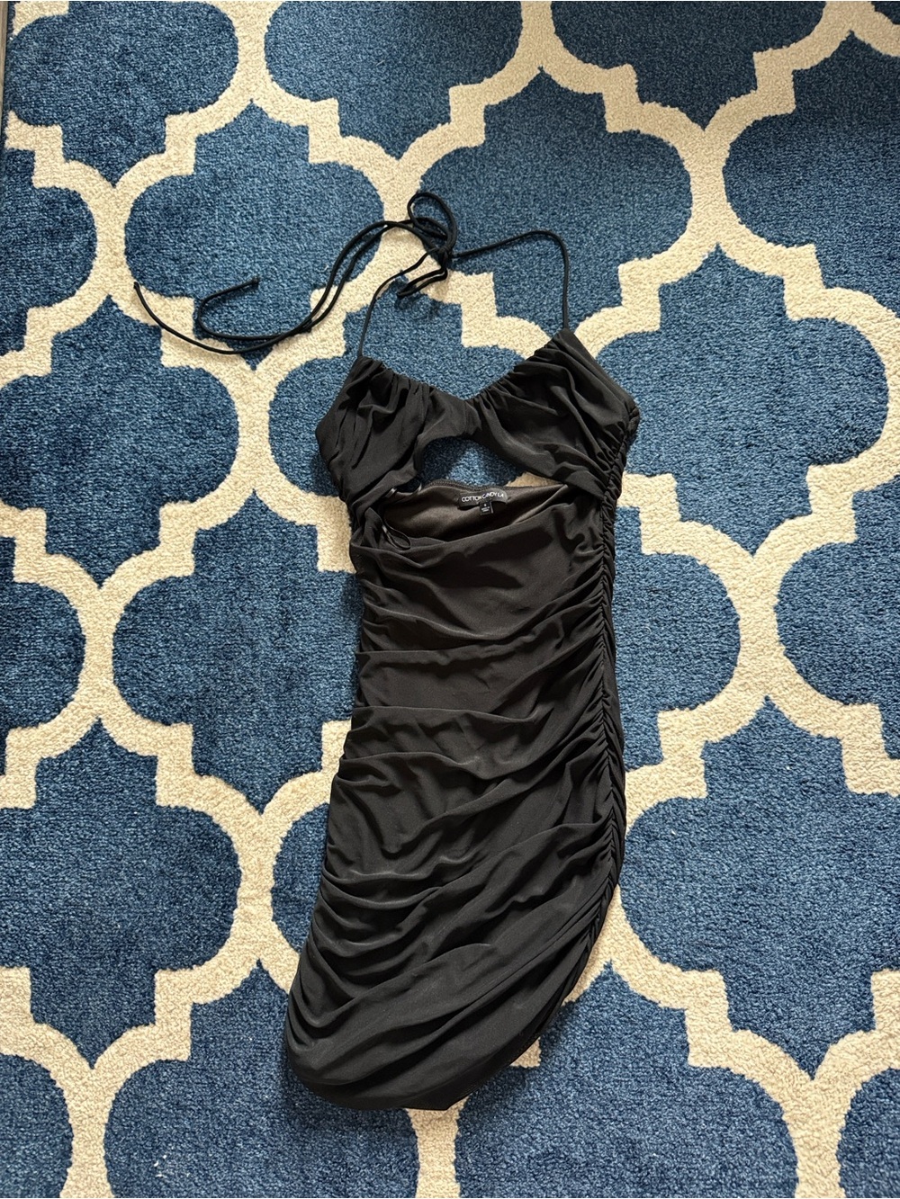 Cotton Candy Black Ruched Mini Dress